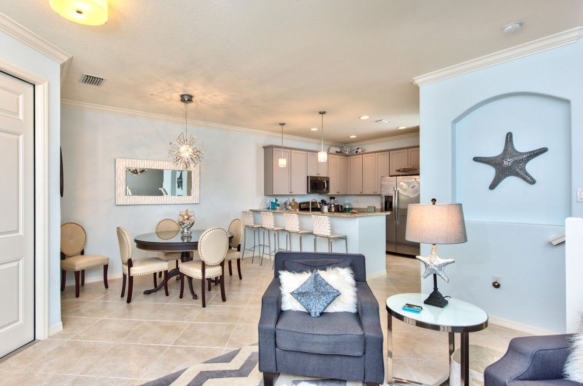 View of kitchenette and living area