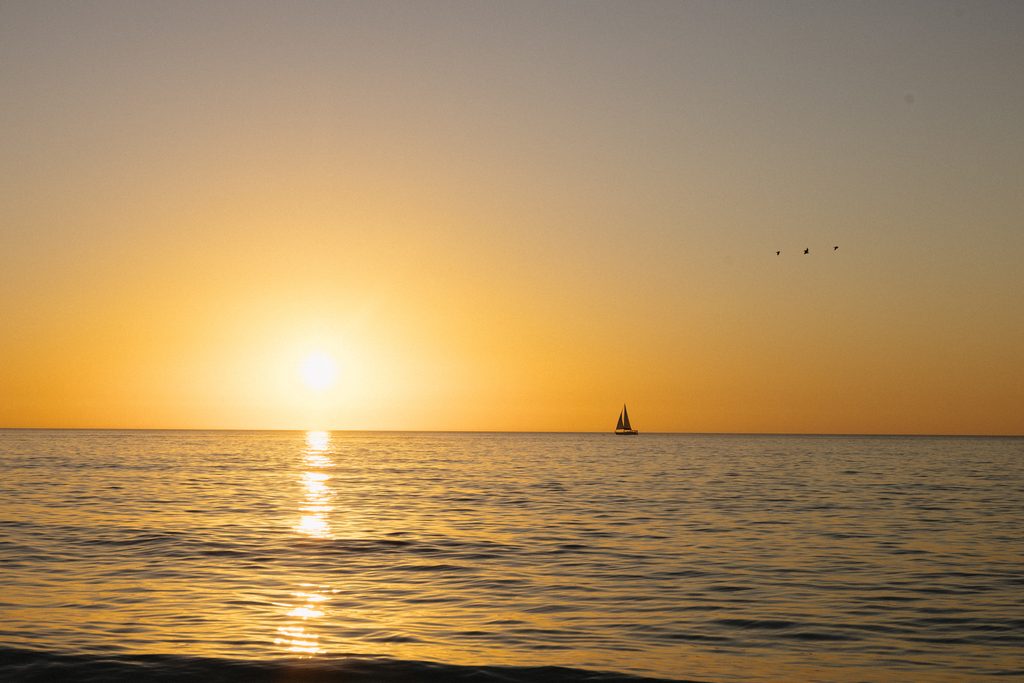 Orange Sunset in Naples, Fl with a Sunset and Birds